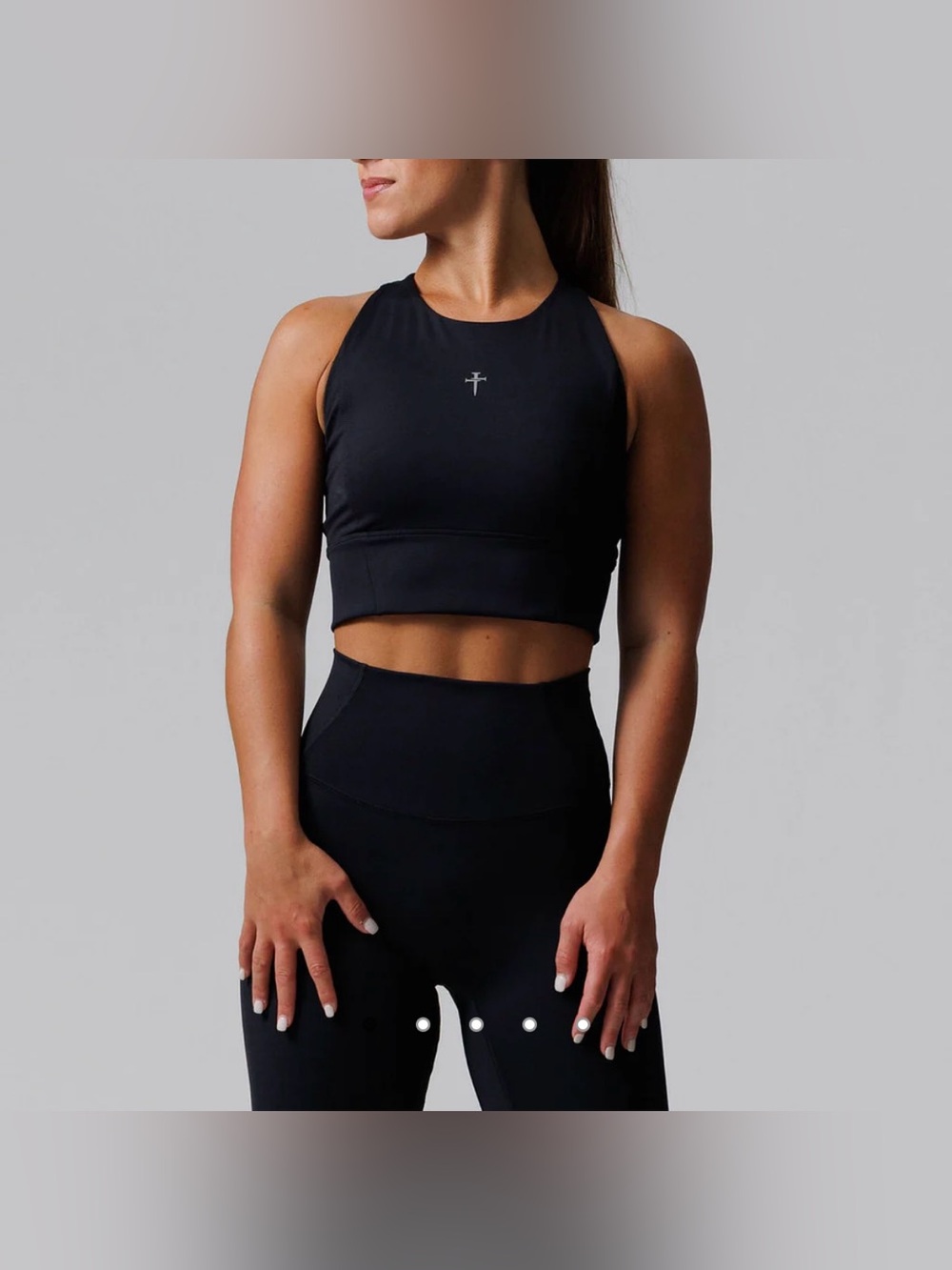 Three Nails Endura-Train High Neck Longline Black Sports Bra Compression S Crop - Picture 1 of 7